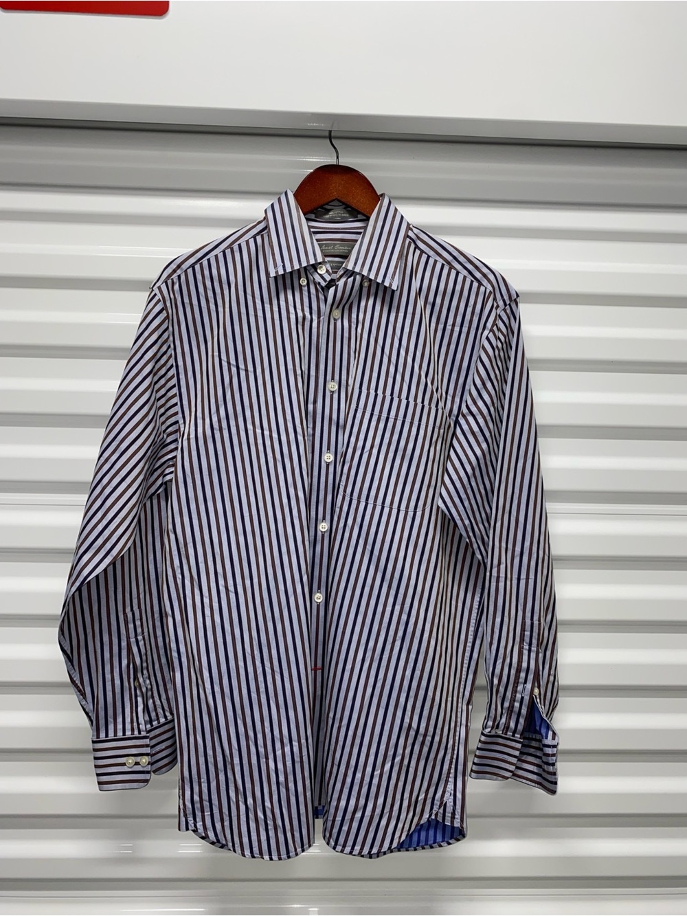 Daniel Cremieux Men’s Shirt XL Brown Blue Stripe Button Up Long Sleeve